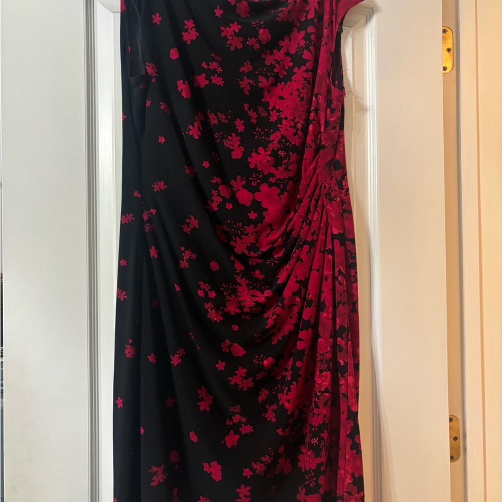 Floral Black and Red Women's Dress
